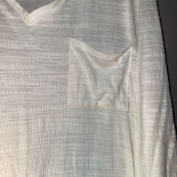 Daily Thread White V-Neck Long Sleeve Textured Top 2X #723 - Picture 2 of 5